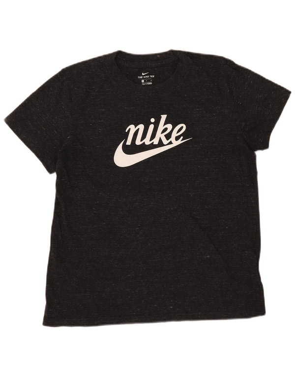 Nike Womens Graphic T-Shirt Top UK 12 Medium Black Flecked Cotton