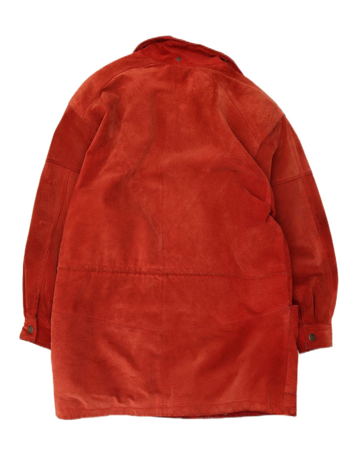 Vintage Dame Ruskind Oversized Overfrakke UK 10 Lille Rød