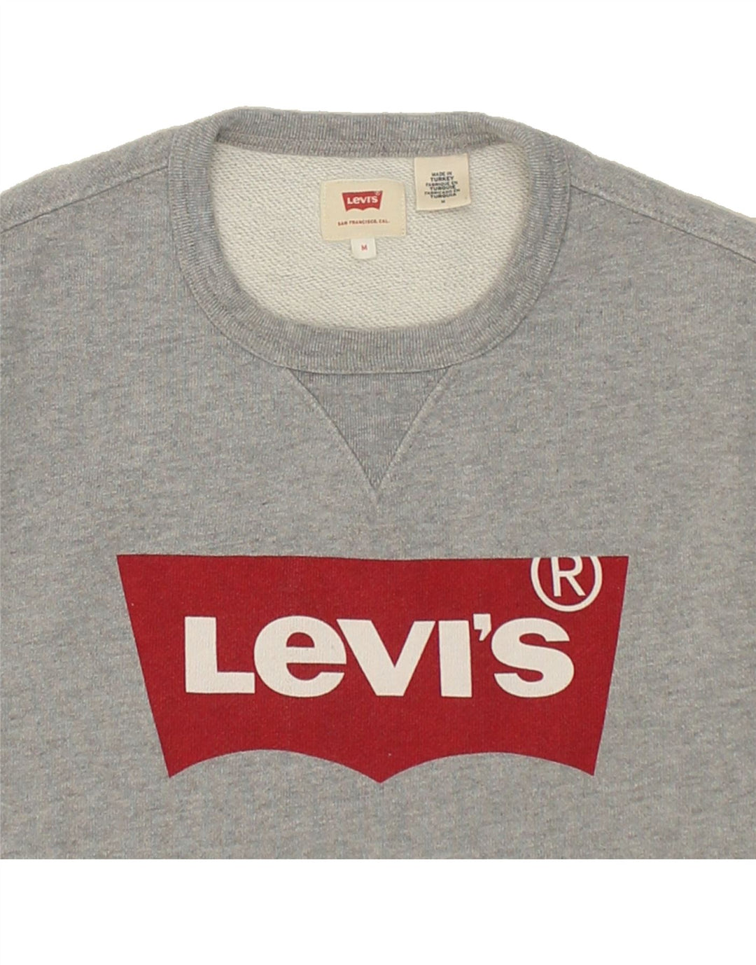 LEVI'S Mens Graphic Sweatshirt Jumper Medium Grey Cotton Vintage Levi's and Second-Hand Levi's from Messina Hembry 
