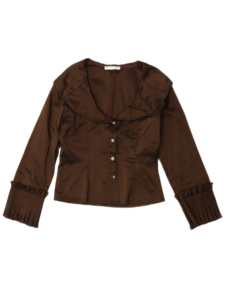 Vintage dame 4-knaps 2-delt nederdelsæt IT 44 Medium W30 Brun Acetat