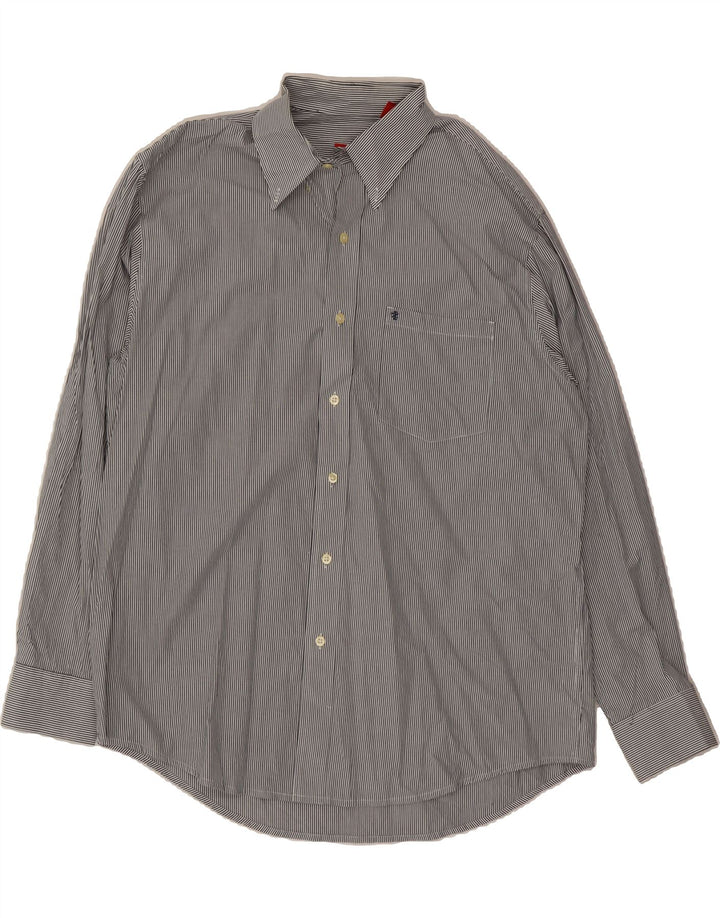 IZOD Mens Shirt Large Grey Striped Cotton Vintage Izod and Second-Hand Izod from Messina Hembry 