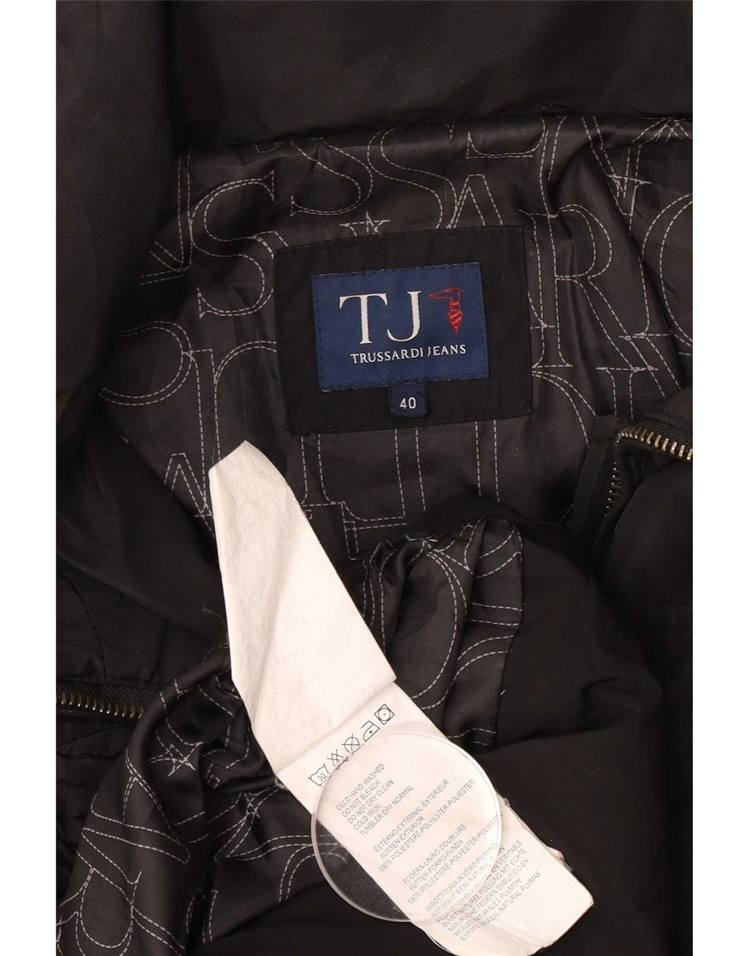 Trussardi Jeans Dame Polstret Frakke IT 40 Small Black Polyester