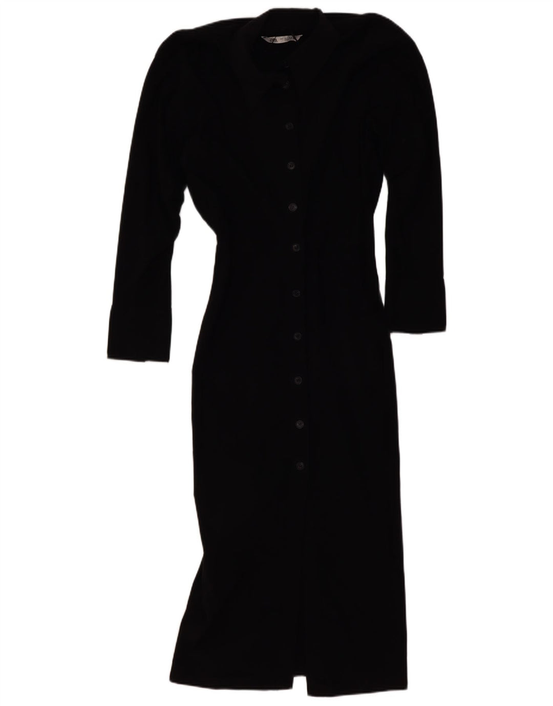 Zara Dame Maxi Shirt Dress UK 10 Small Black