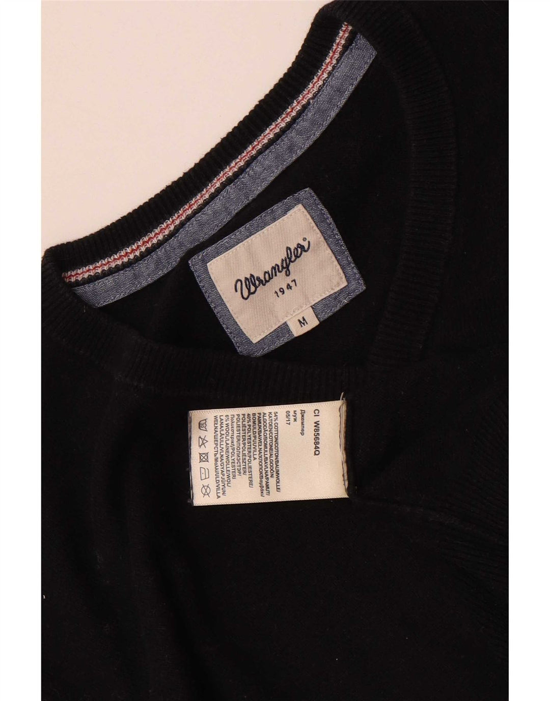 Wrangler Herre V-hals sweater Medium Sort Bomuld