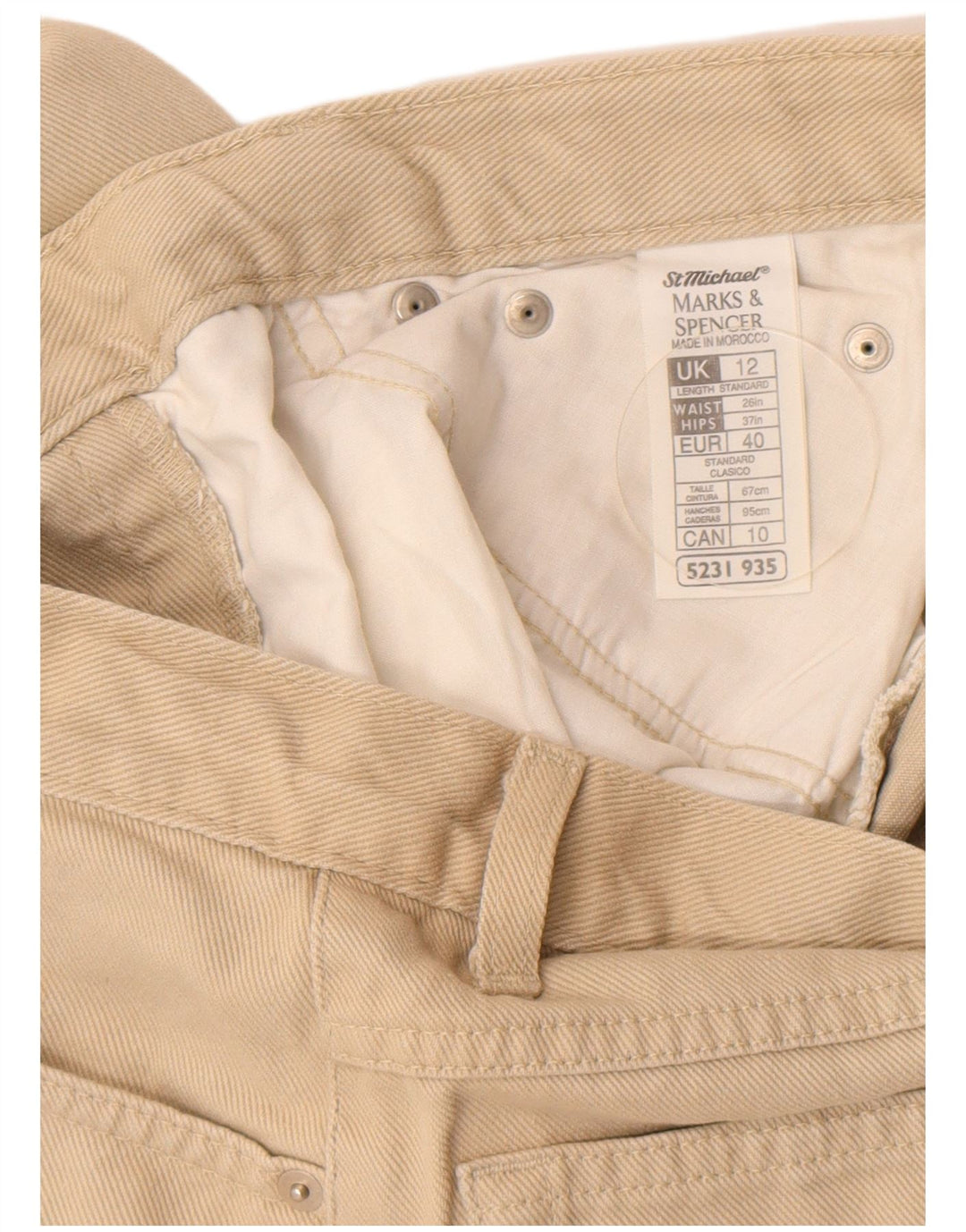 Marks & Spencer Dame Jeans med høj talje UK 12 Medium W30 L27 Beige