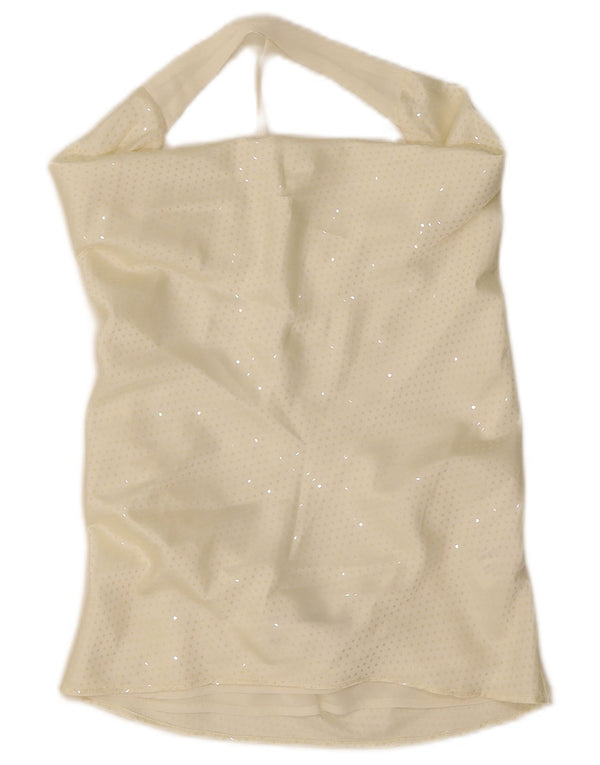 Zara Womens Crop Off Shoulder Top UK 10 Small Off White Flecked Polyester