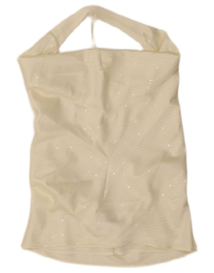 Zara Womens Crop Off Shoulder Top UK 10 Small Off White Flecked Polyester