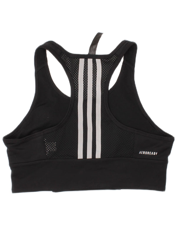 Adidas Dame Aeroready Sport BH Top UK 8/10 Small Black Striped Sports
