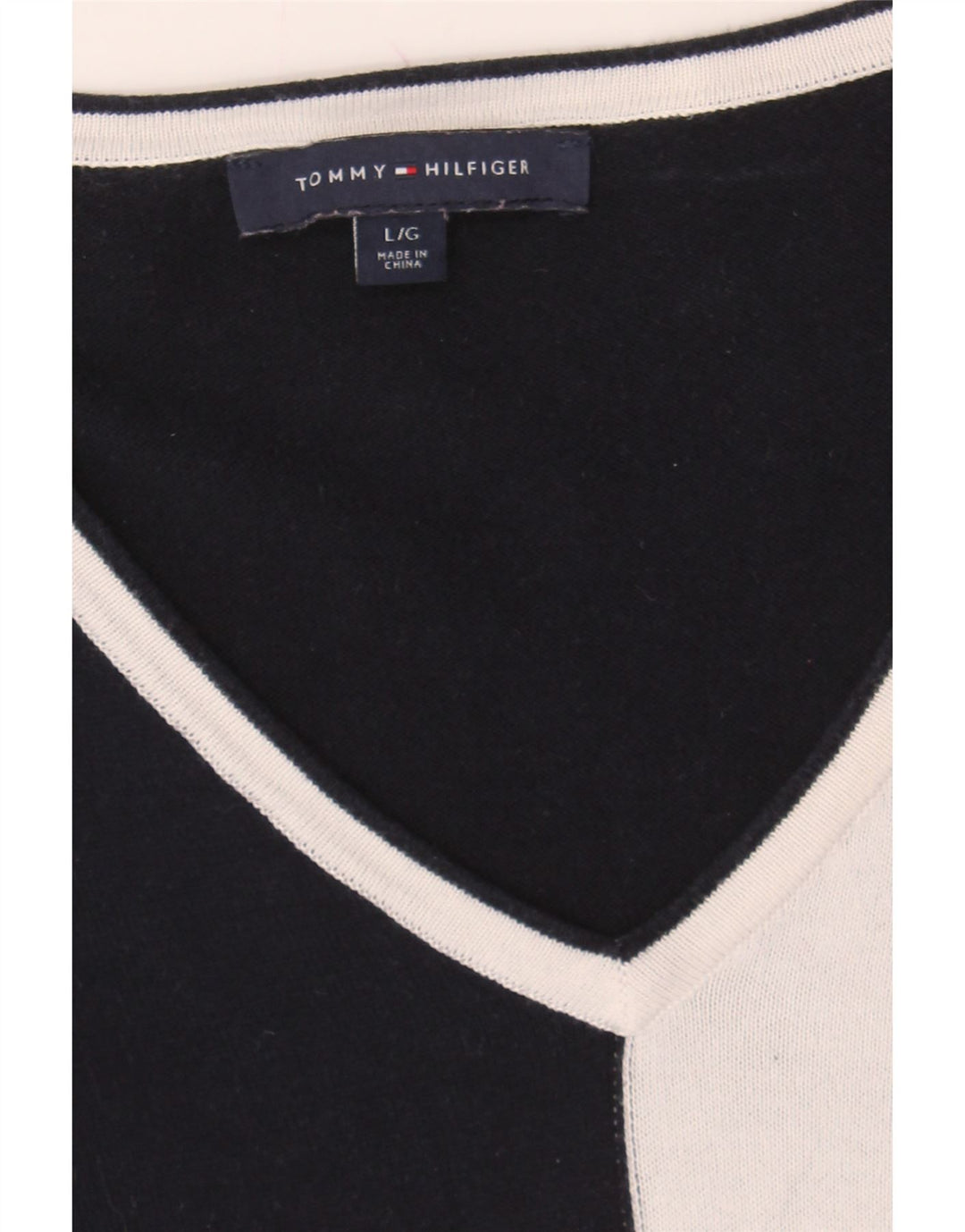 TOMMY HILFIGER Womens V-Neck Jumper Sweater UK 16 Large Multicoloured Vintage Tommy Hilfiger and Second-Hand Tommy Hilfiger from Messina Hembry 