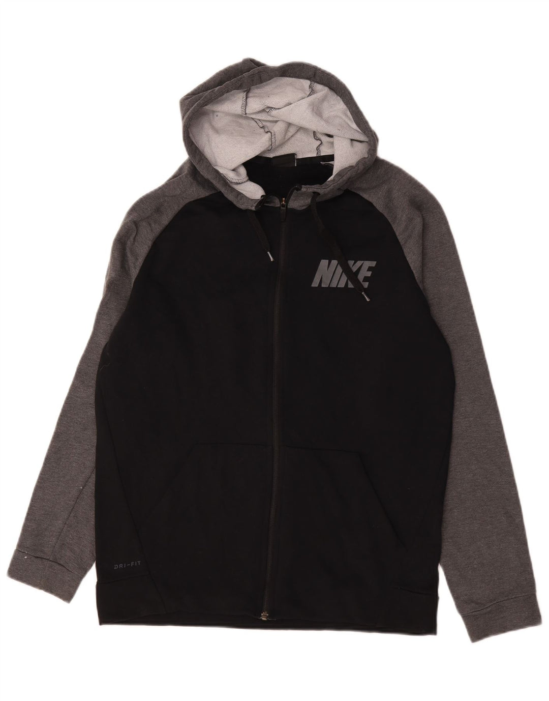 Nike Herre Dri Fit grafisk hættetrøje med lynlås Medium Sort Colourblock