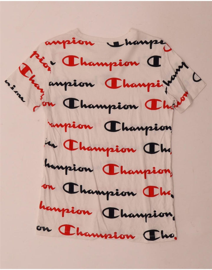 Champion Dame Grafisk T-Shirt Top UK 12 Medium White