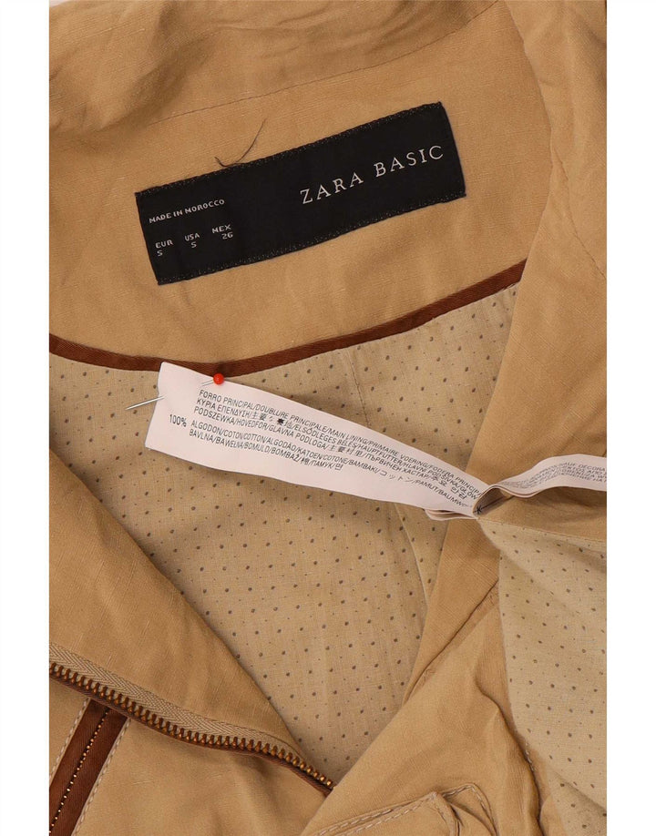 Zara Militærjakke til kvinder UK 10 Lille beige bomuld