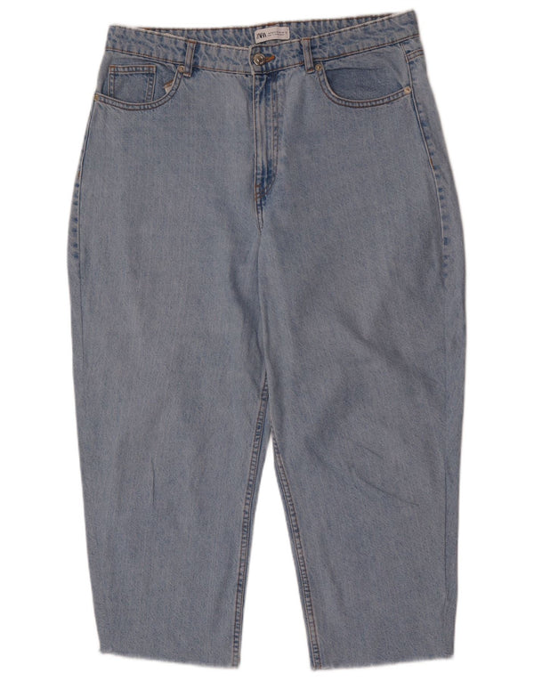 Zara Womens High Waist Cropped Jeans EU 46 XL W36 L24 Blue Cotton