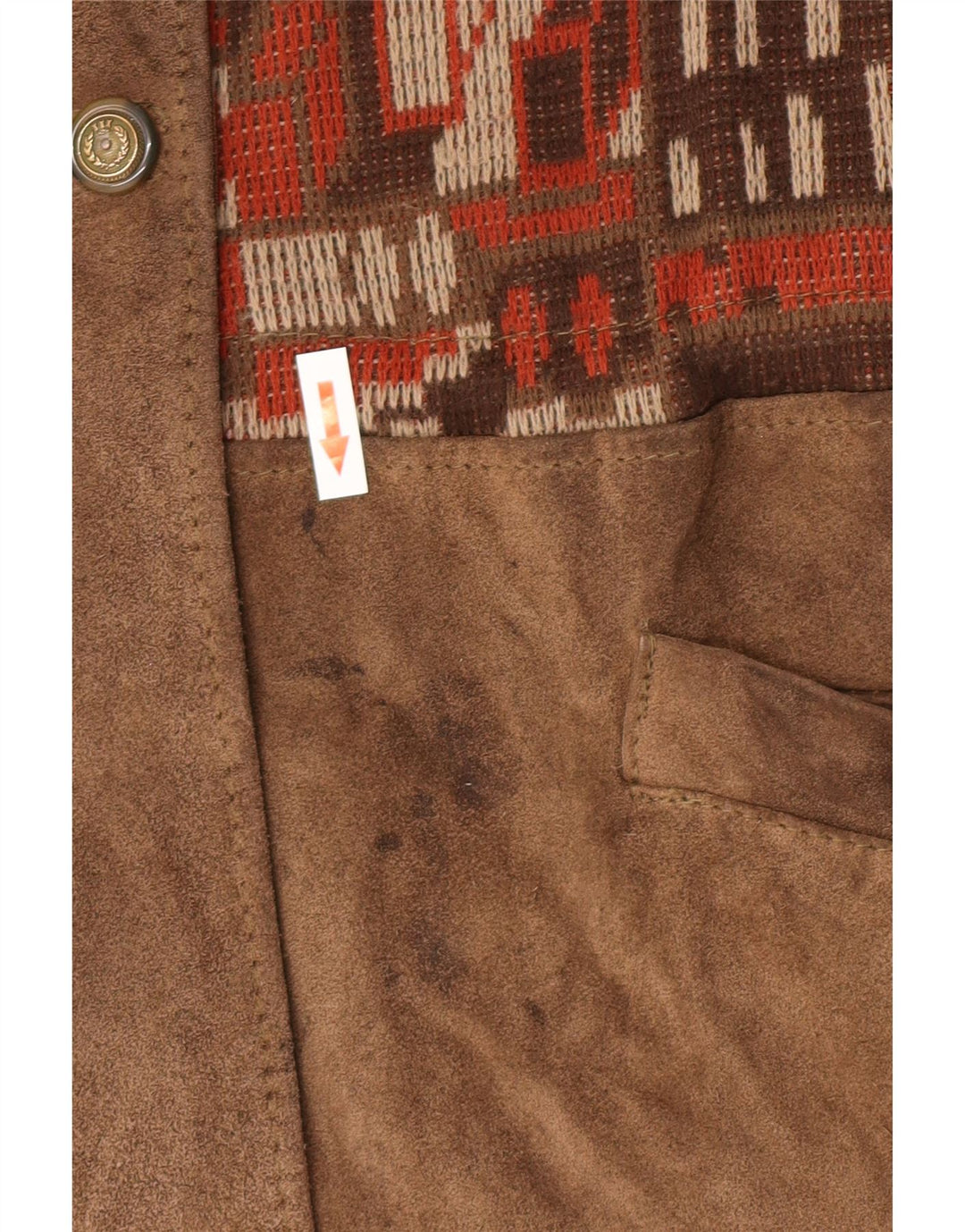 Vintage Dame Ruskind Oversized Windbreaker Coat IT 46 Stor Beige Geometrisk