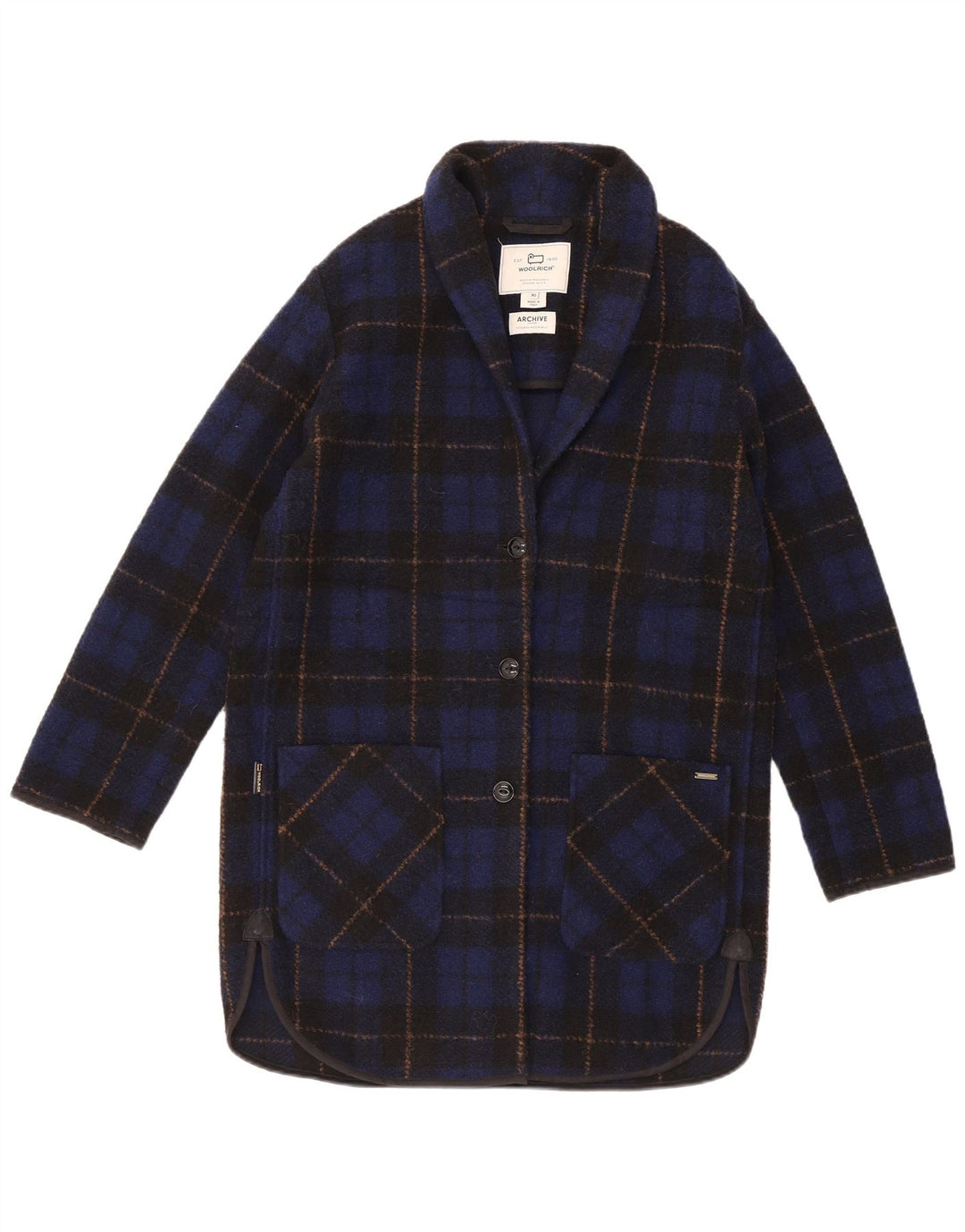 Woolrich Dame Oversized Overfrakke UK 6 XS Navy Blue Ternet polyester
