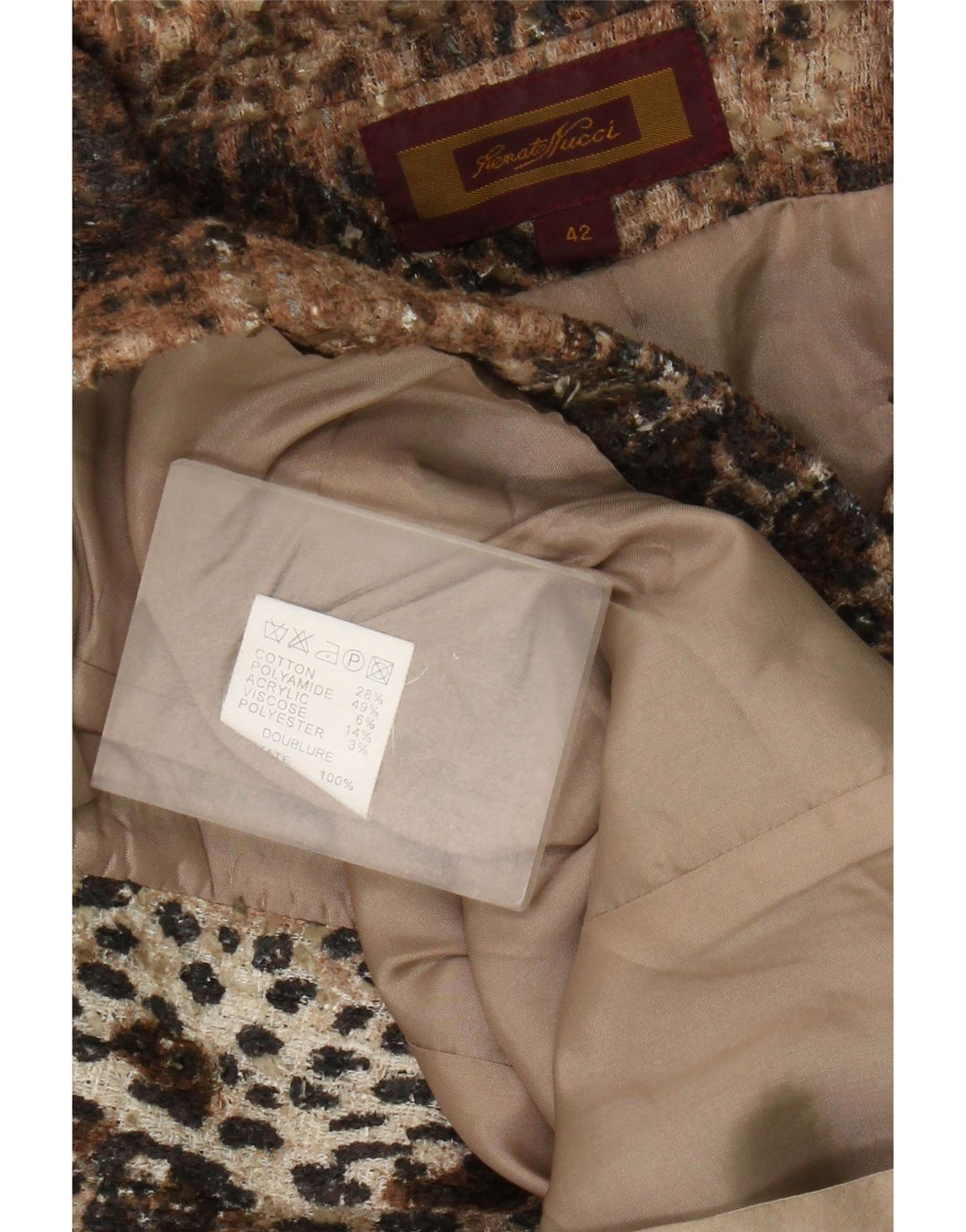 Renato Nucci Dame 2 Button Blazer Jacket IT 42 Medium Brown Animal Print