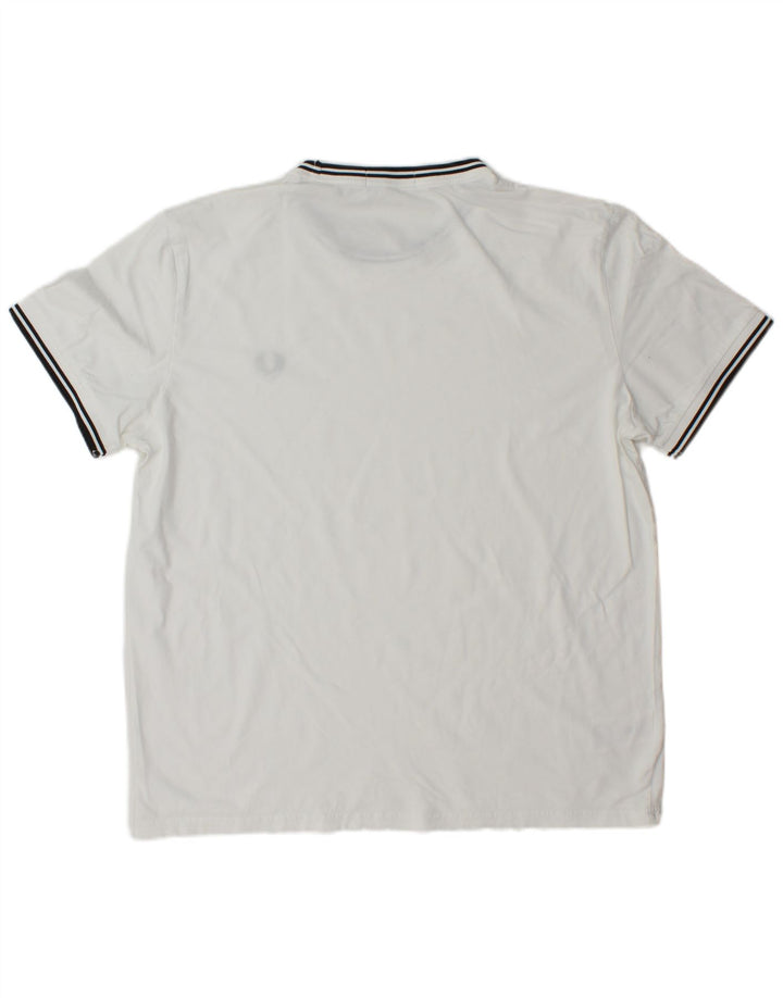 Fred Perry Herre T-Shirt Top Stor Hvidstribet Cashmere