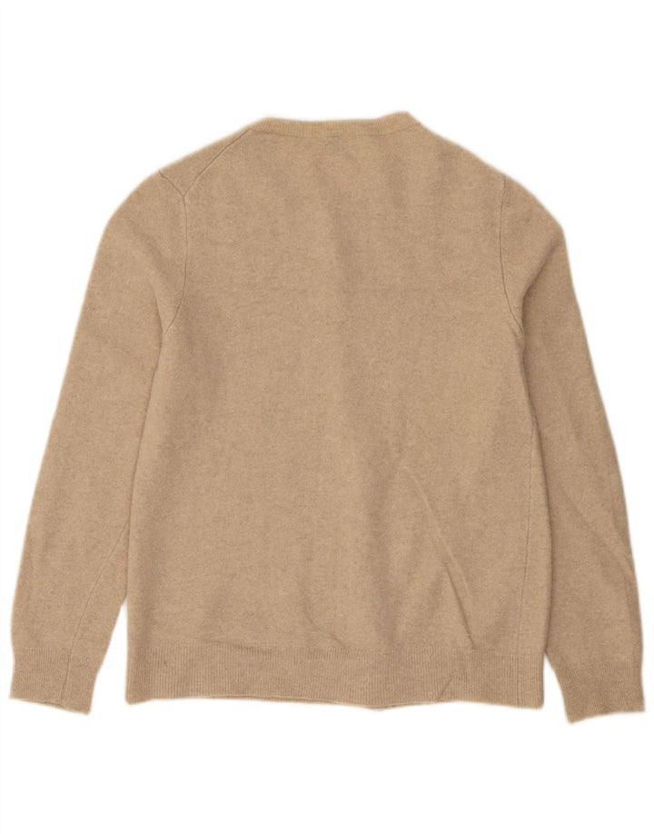 Benetton Dame Cardigan Sweater UK 12 Medium Beige Ny Uld