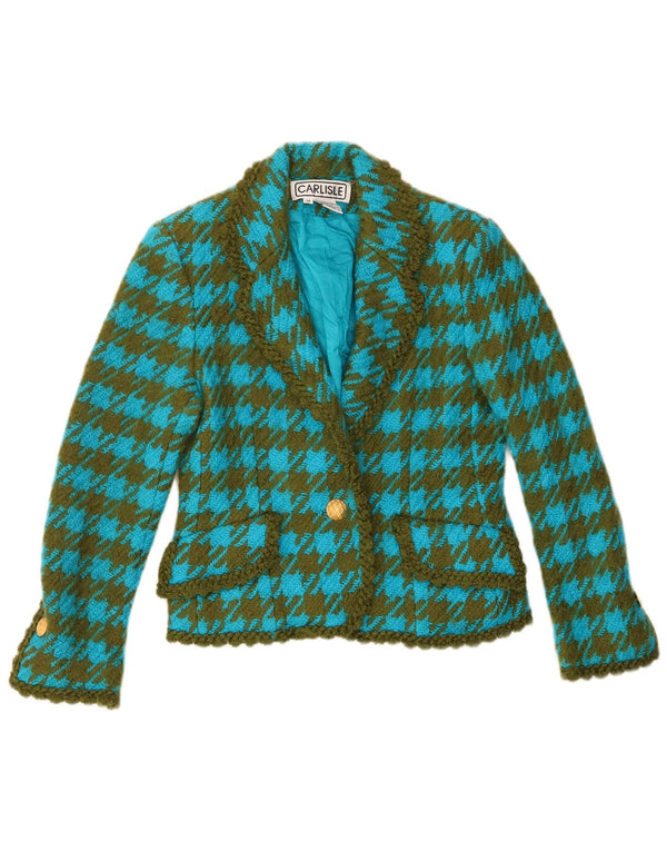 Carlisle Dame 1-knap blazerjakke UK 10 Small Blue Houndstooth Uld