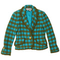 Carlisle Dame 1-knap blazerjakke UK 10 Small Blue Houndstooth Uld