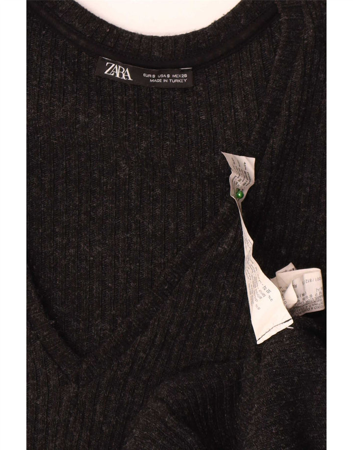 Zara Dame Langærmet Jumper Dress UK 10 Small Grå Polyester