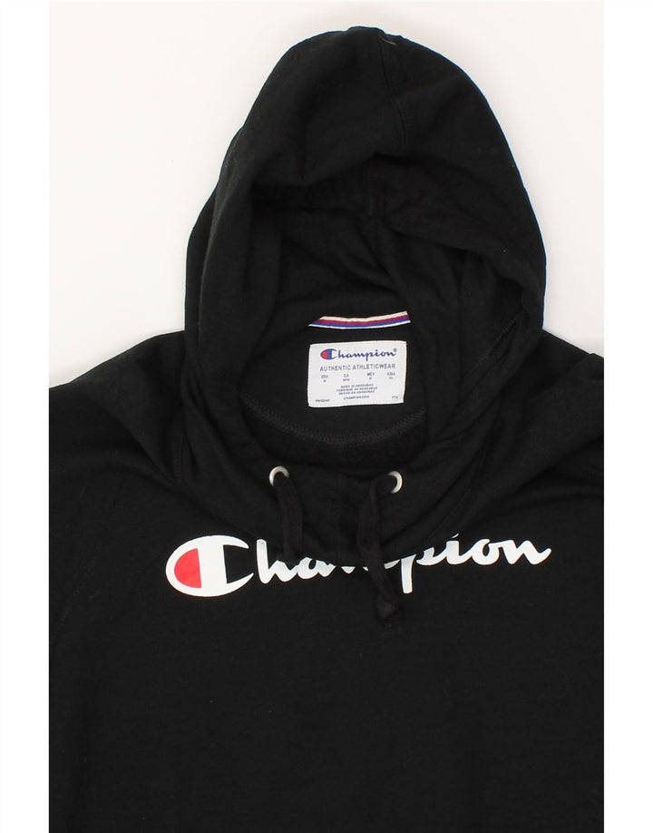 CHAMPION Mens Graphic Hoodie Jumper Medium Black Vintage Champion and Second-Hand Champion from Messina Hembry 