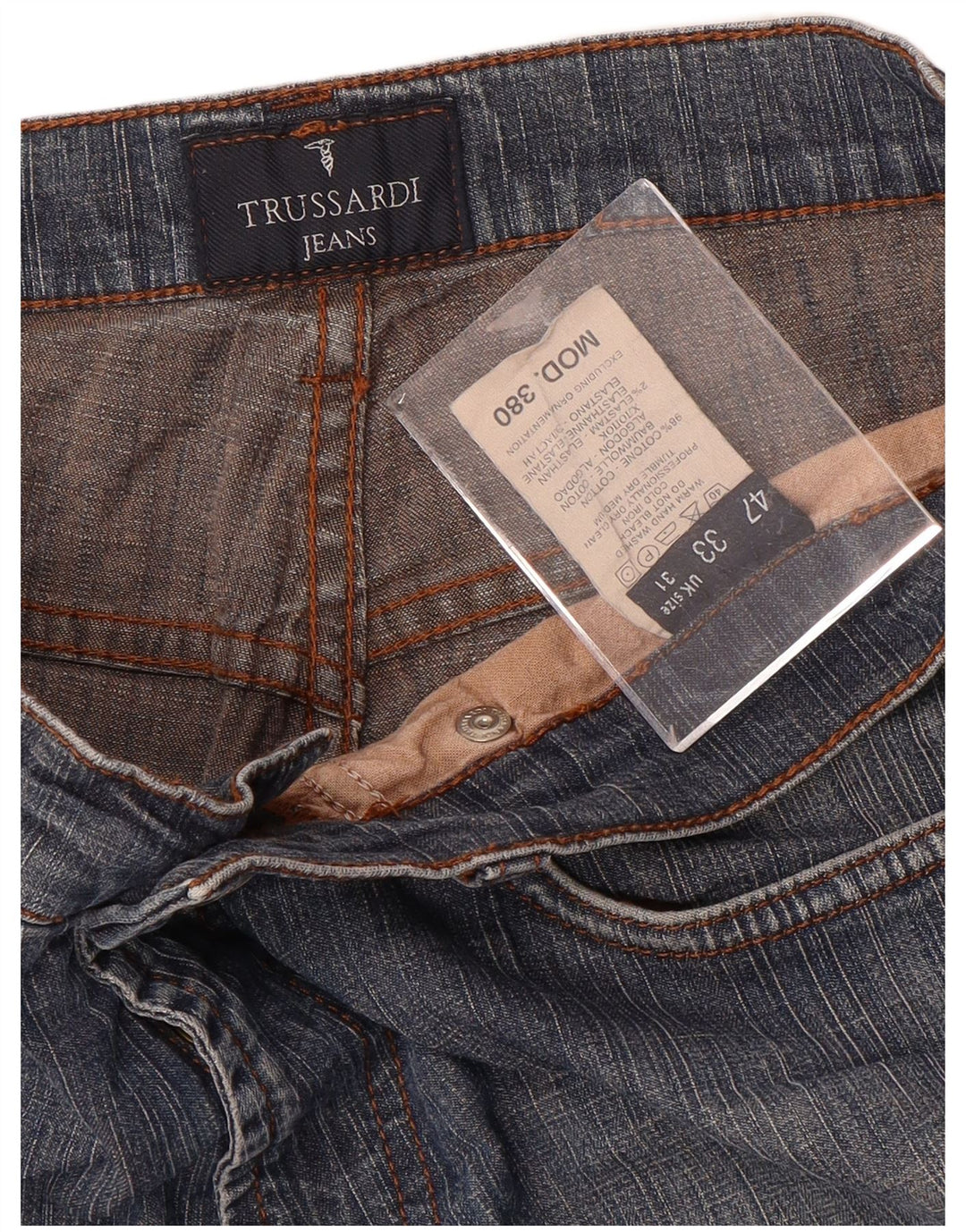 TRUSSARDI Dame 380 Straight Jeans IT 47 Large W31 L32 Blå