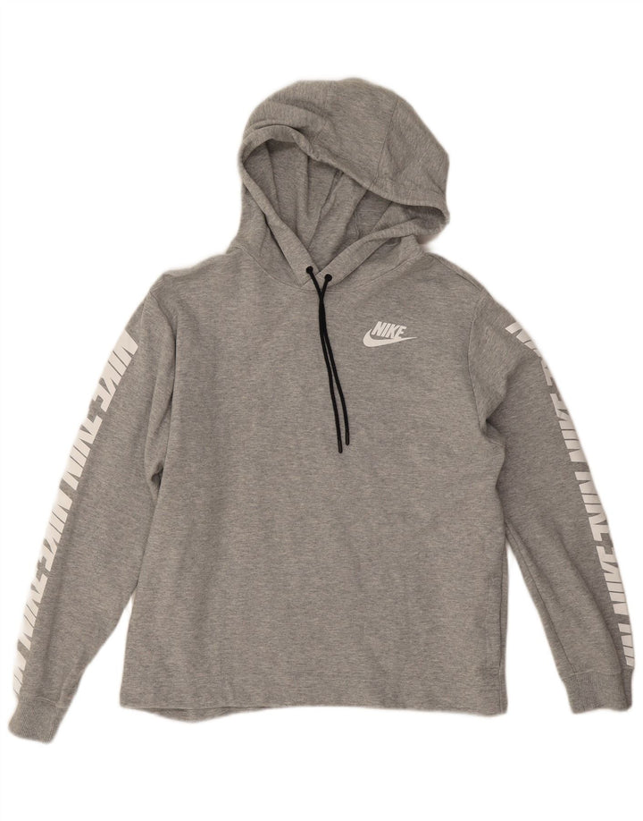 Nike Dame Grafisk Oversized Hoodie Jumper UK 14 Medium Grey Bomuld