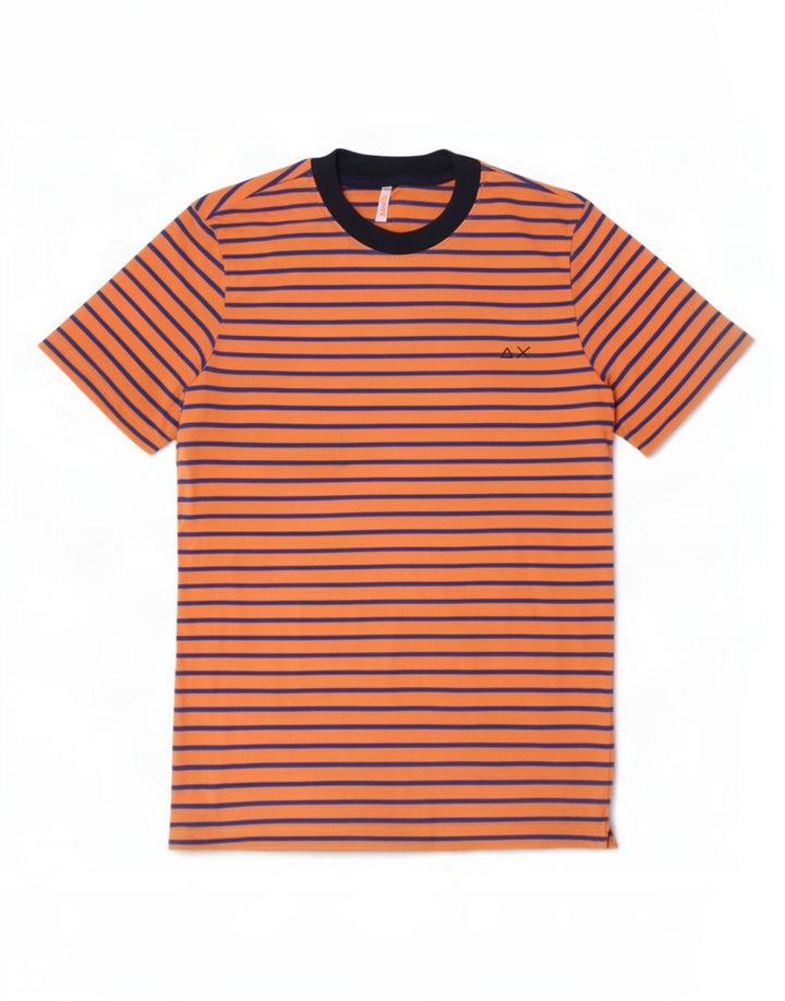 Sun68 Boys T-Shirt Top 9-10 år Orange Stribet Bomuld