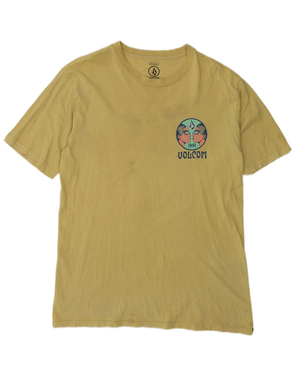 Volcom Herre Grafisk T-Shirt Top Medium Gul Bomuld