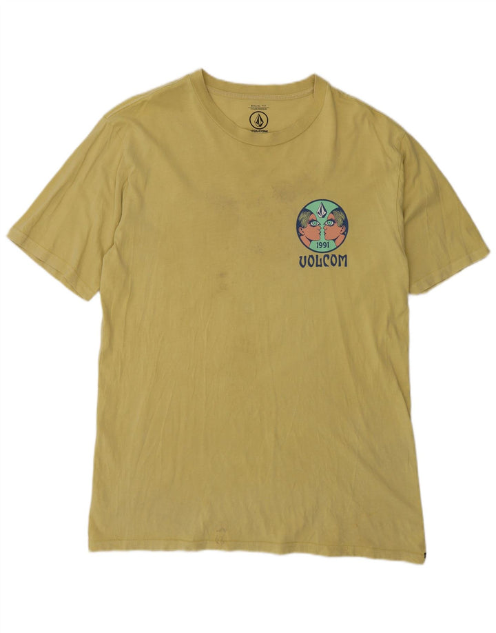 Volcom Herre Grafisk T-Shirt Top Medium Gul Bomuld