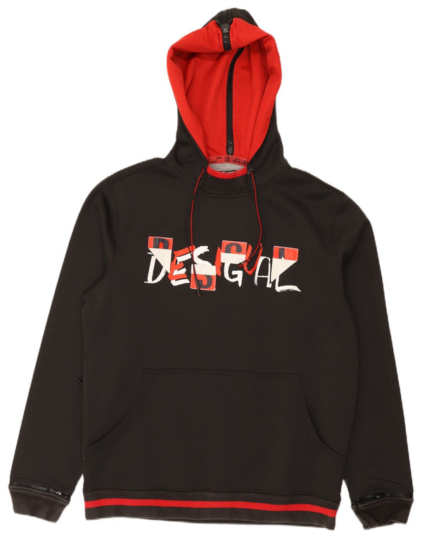 Desigual Herre grafisk hættetrøje XL Sort Colourblock Polyester