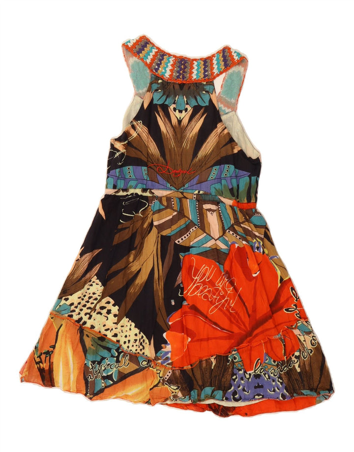 DESIGUAL Womens Graphic A-Line Dress EU 38 Medium Multicoloured Floral Vintage Desigual and Second-Hand Desigual from Messina Hembry 