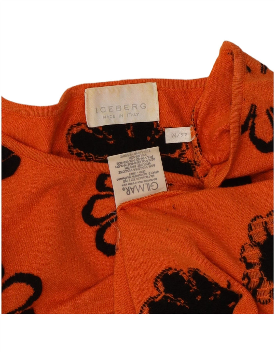 ICEBERG Dame Oversized Top 3/4 ærme IT 44 Medium Orange Floral Viscose