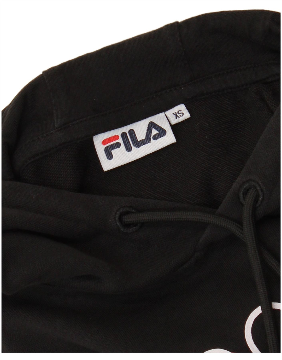 FILA Dame Oversized Crop Graphic Hoodie Jumper UK 6 XS Sort