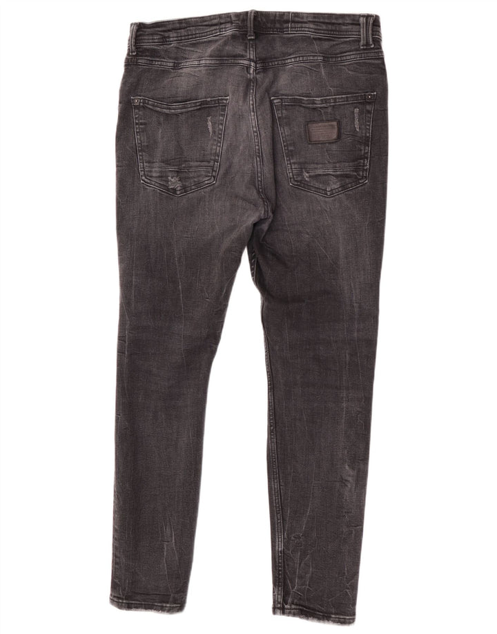 Zara Herre Distressed Slim Jeans EU 44 Large W34 L28 Grå Bomuld