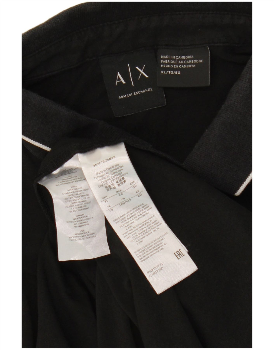 ARMANI EXCHANGE Herre poloshirt XL Sort bomuld