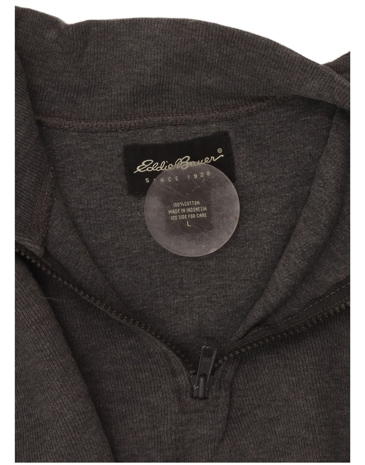 EDDIE BAUER Sweatshirt med lynlås til mænd, stor grå farveblok bomuld