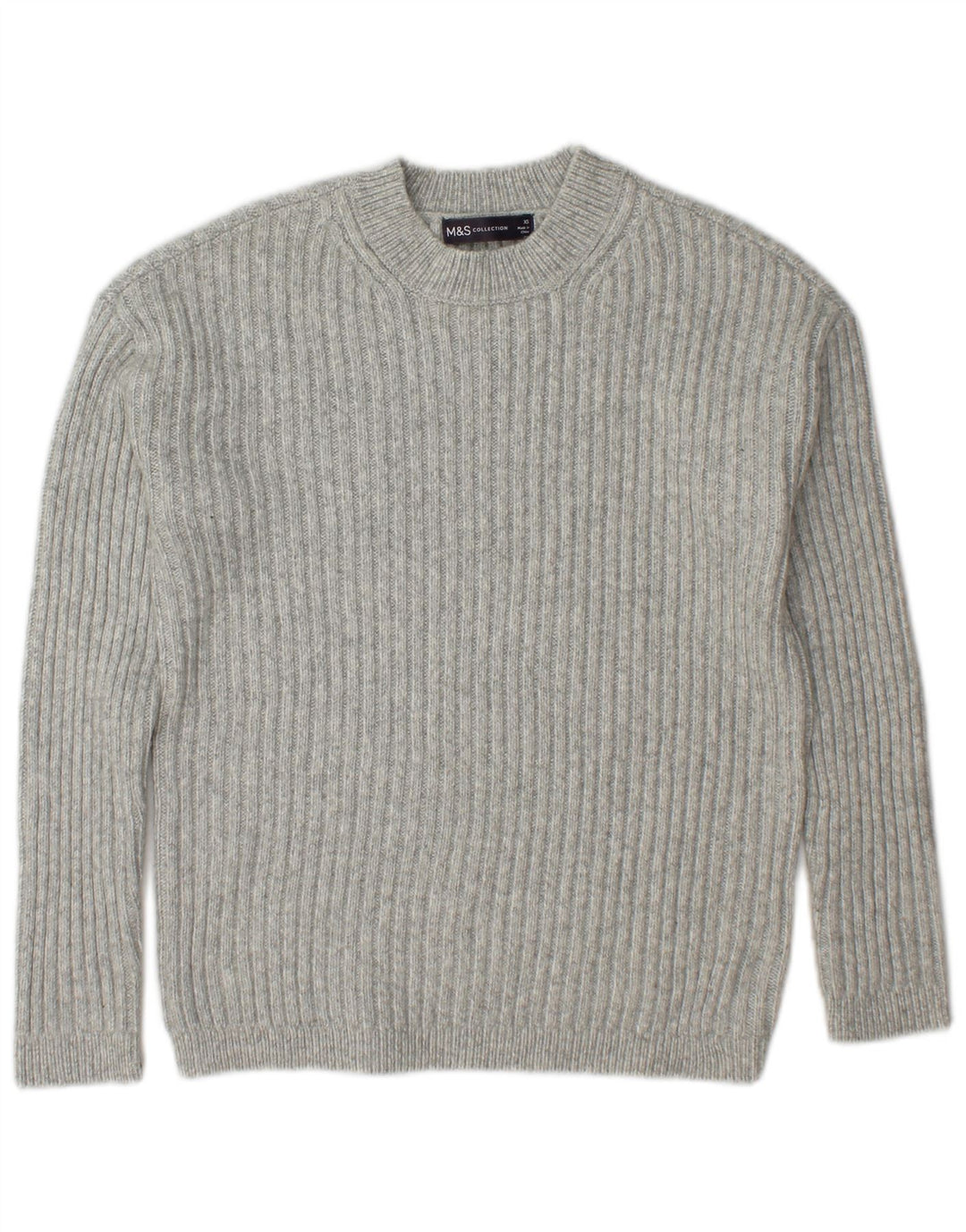 Marks & Spencer Dame sweater med rund hals DK 6 XS Grå polyester