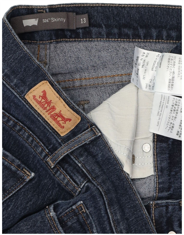 LEVI'S Dame 524 Skinny Jeans US 13 Large W31 L32 Marineblå Bomuld