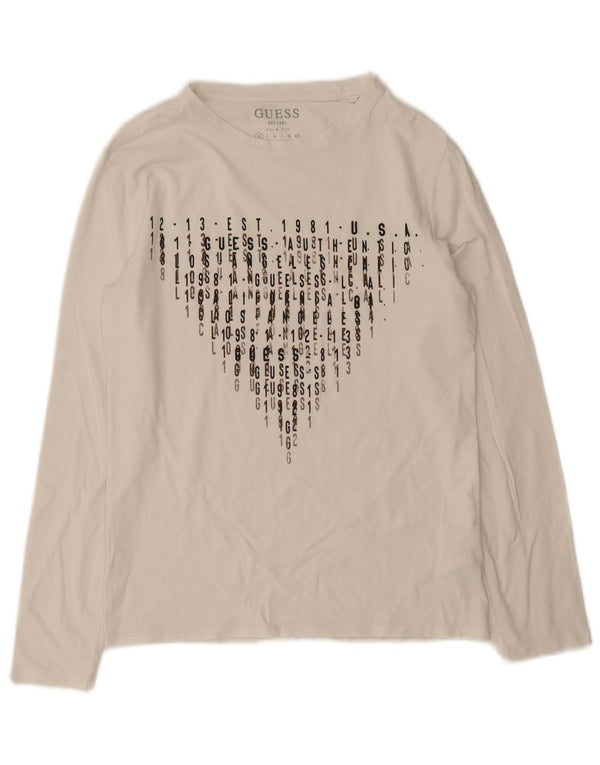 Guess Herre Slim Fit Grafisk Top Langærmet XS Hvid Bomuld