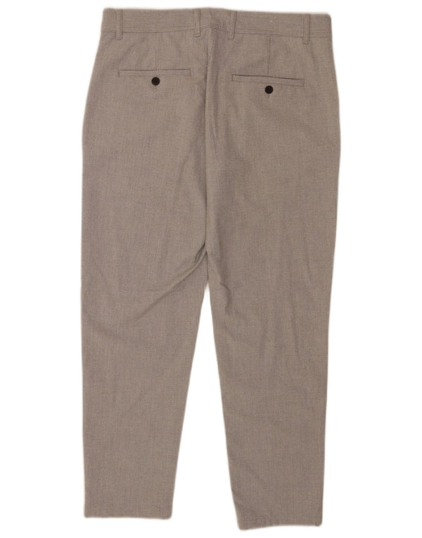 Zara Herre Slim Fit Chino Bukser EU 44 Large W34 L27 Grå Houndstooth