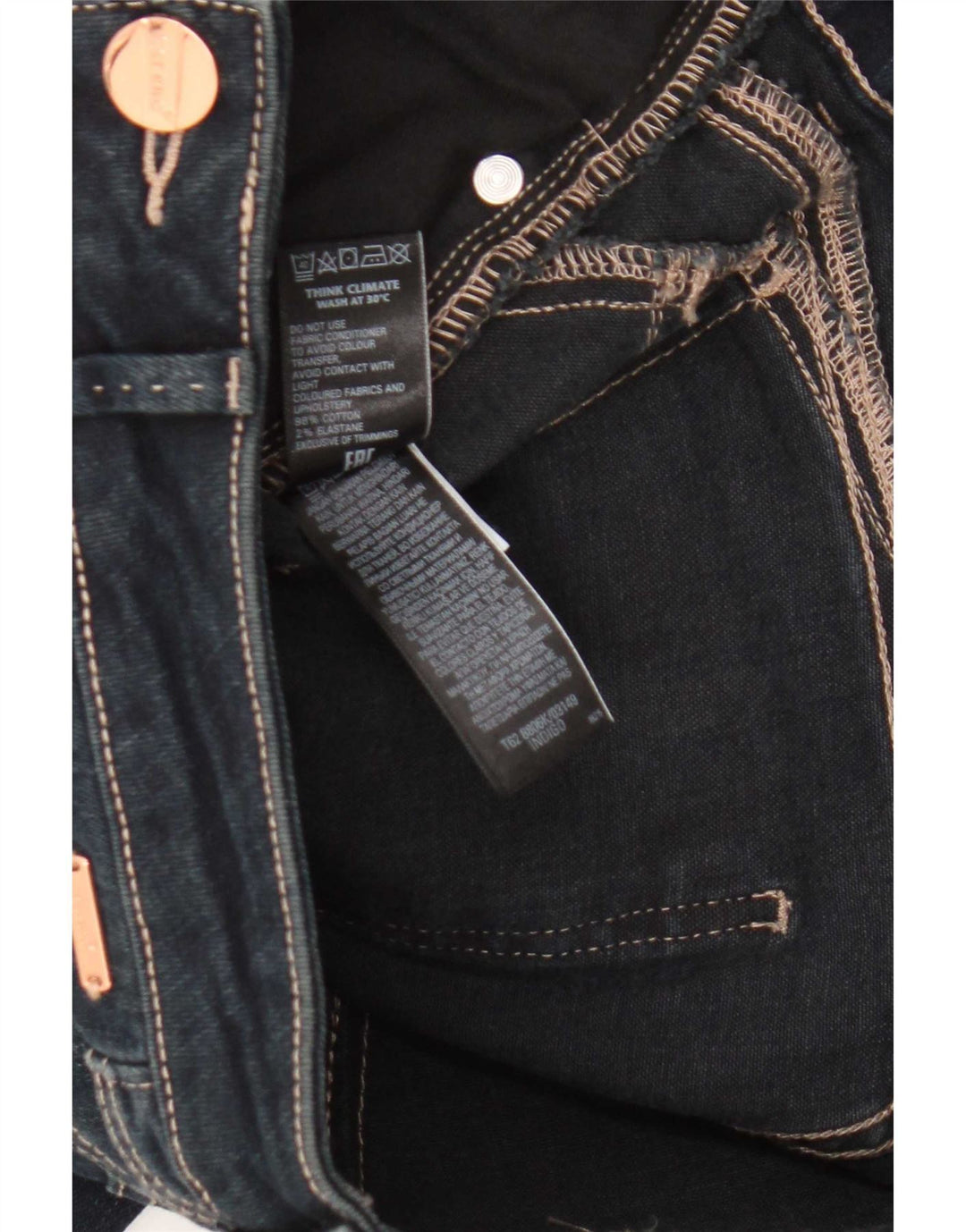Marks & Spencer Dame Straight Jeans UK 12 Medium W30 L31 Marineblå Bomuld