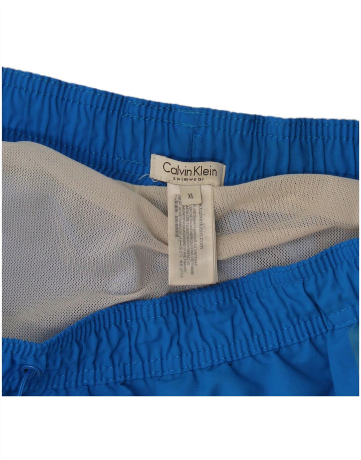 Calvin Klein Herre grafiske svømmeshorts XL blå polyester