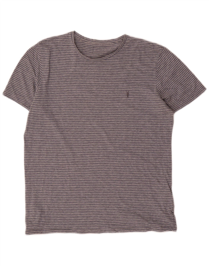 All Saints Herre T-Shirt Top Stor Grå Stribet