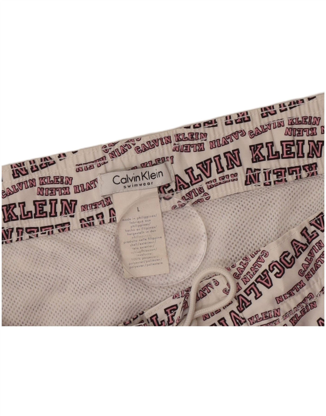 Calvin Klein grafiske badeshorts til mænd, store råhvide polyester