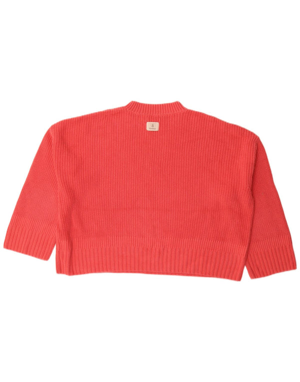 BARBOUR Dame Oversized Crew Neck Jumper Sweater UK 12 Medium Pink