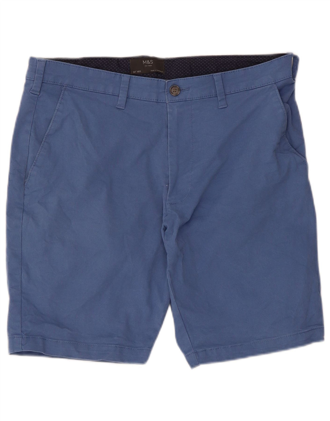 Marks & Spencer Herre Chino Shorts W32 Medium Blue Bomuld