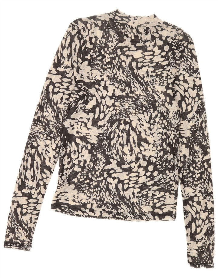 Topshop Dame Top Langærmet UK 14 Stor Grå Plettet Polyester