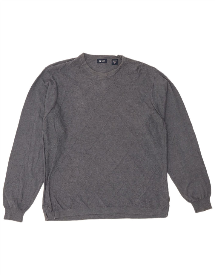 IZOD Herre sweater med rund hals, mellemgrå Argyle/Diamond Bomuld